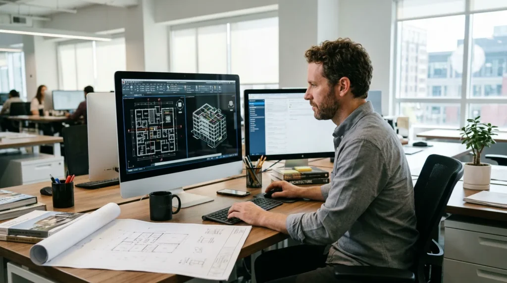 Architect_designs_plan_avec_PC